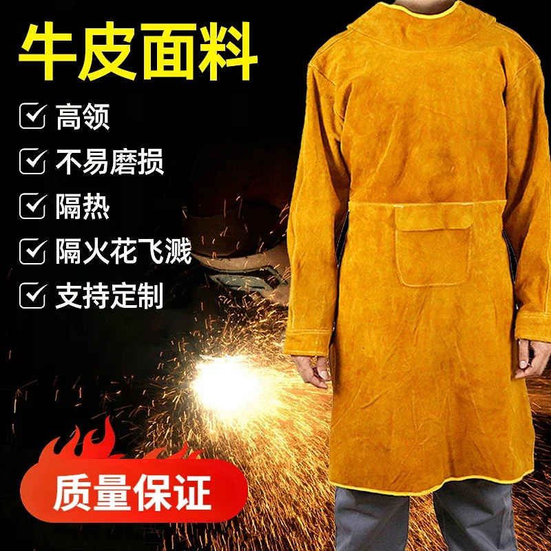 Leather Work Overalls - New Pure Cowhide Reverse Dressing Wear-resistant