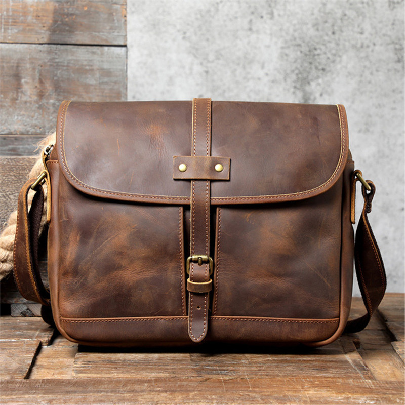 Leatherwork Designs - Vintage Crazy Horse Cowhide Men's Messenger