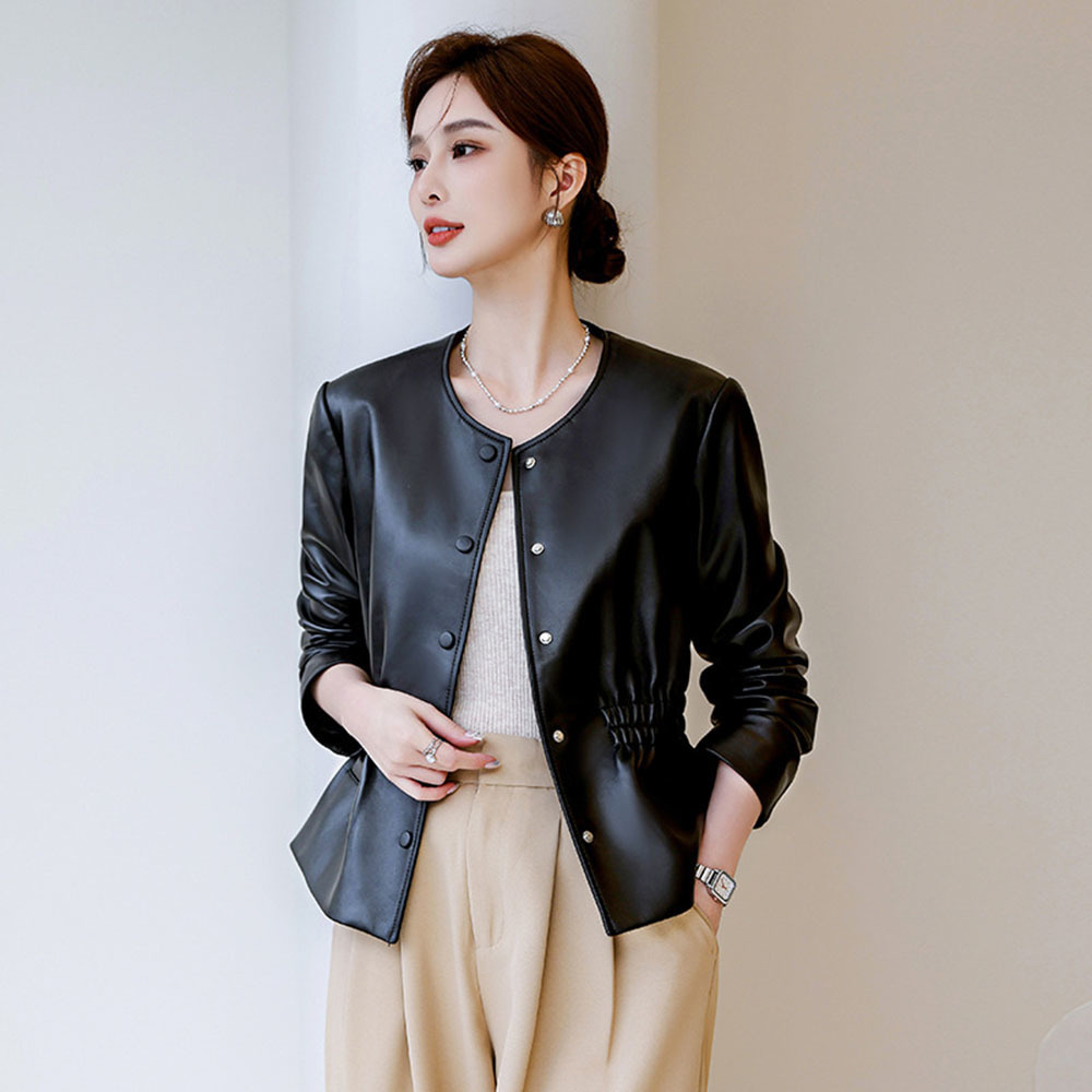 Office Faux Leather Jacket Wom - Leather Work Jacket Women'S 评论和价格
