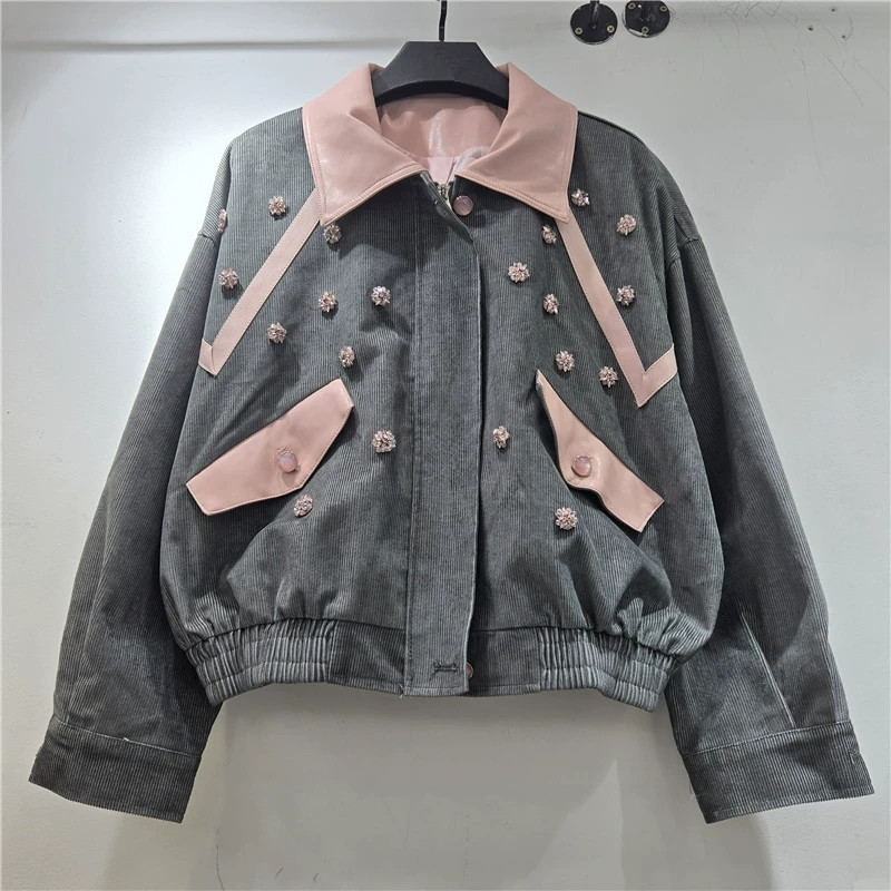 Heavy Work Beaded Flowers Cord - Leather Work Jacket Women'S 评论和价格