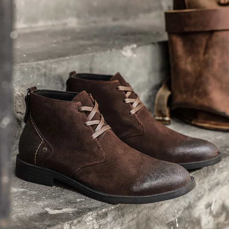 New Cow Suede Ankle Boots Hand - Leatherwork Designs 评论和价格