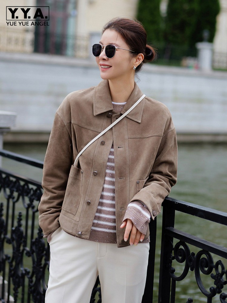 High Quality Women Slim Fit Si - Leather Work Jacket Women'S 评论和价格