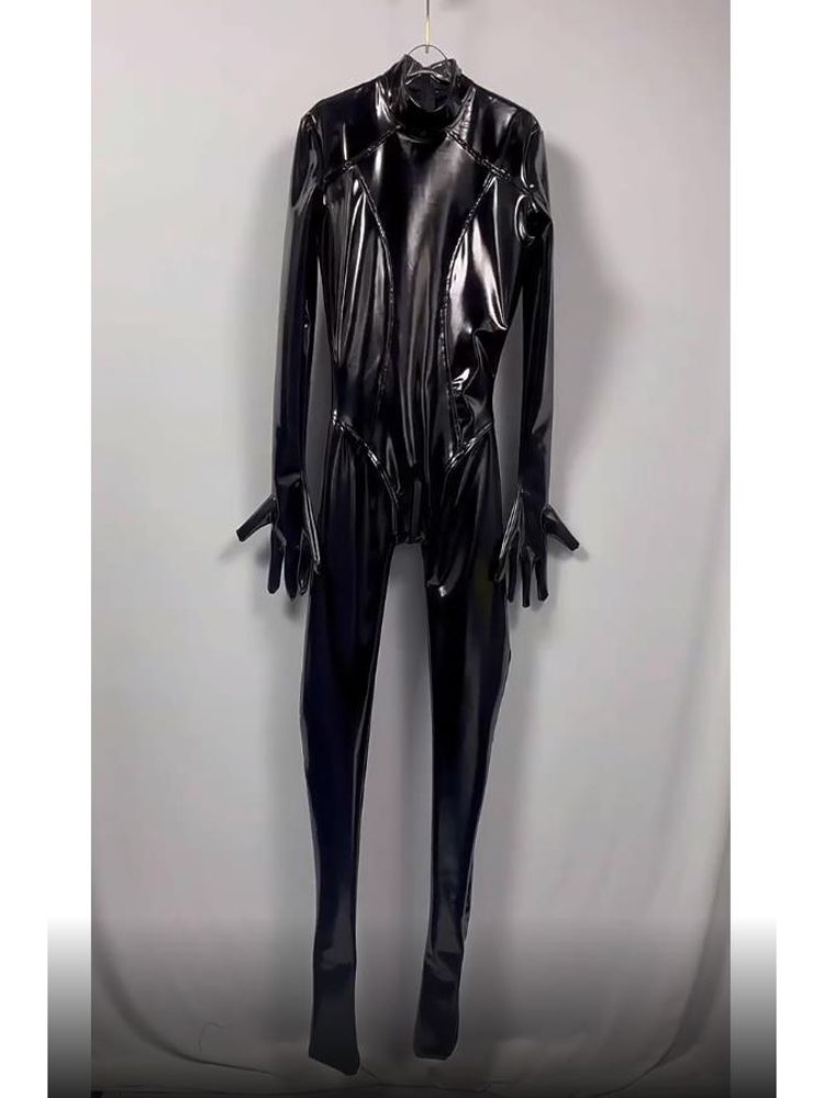 Wet Look PVC Catsuit Shiny PU  - Leather Work Overalls 评论和价格