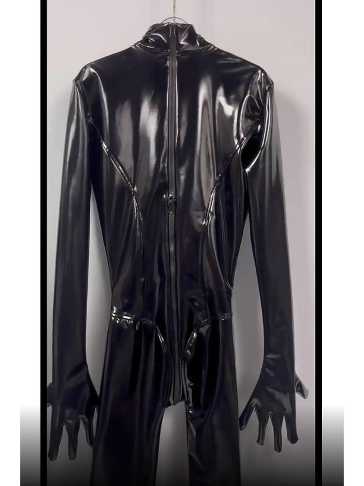 Wet Look PVC Catsuit Shiny PU  - Leather Work Overalls 评论和价格