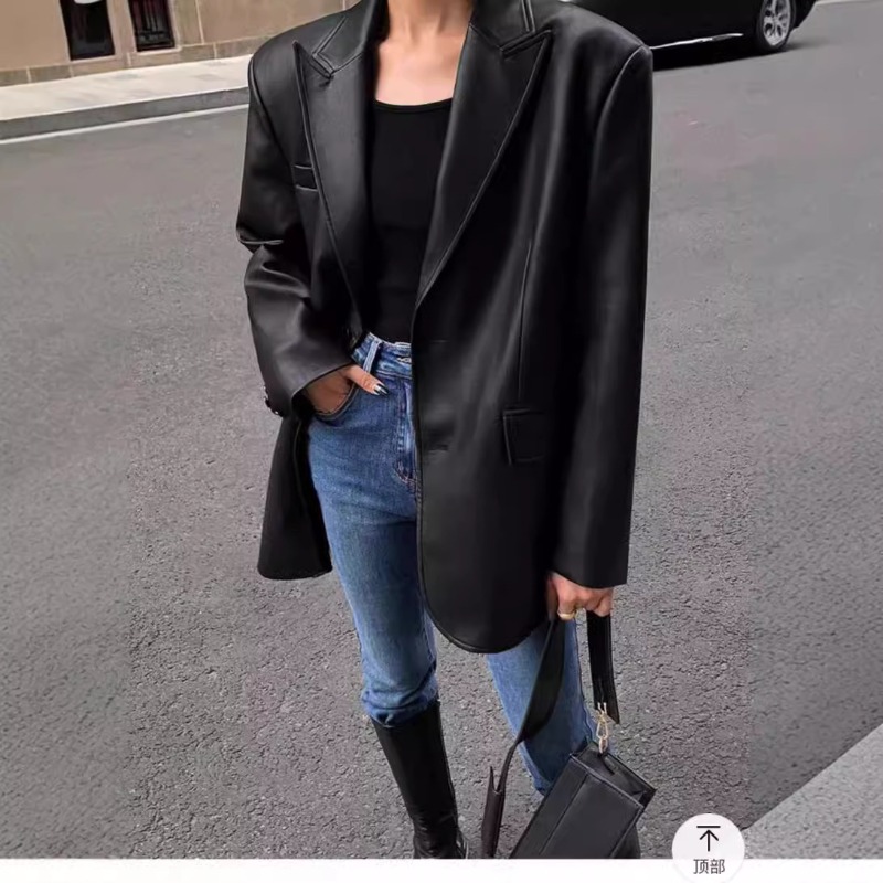 Autumn Winter PU Leather Busin - Leather Work Jacket Women'S 评论和价格