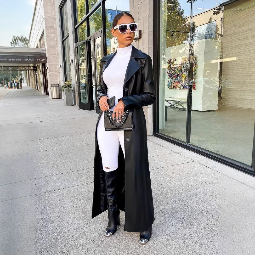 Women Coats Long Faux Leather  - Leather Work Jacket Women'S 评论和价格
