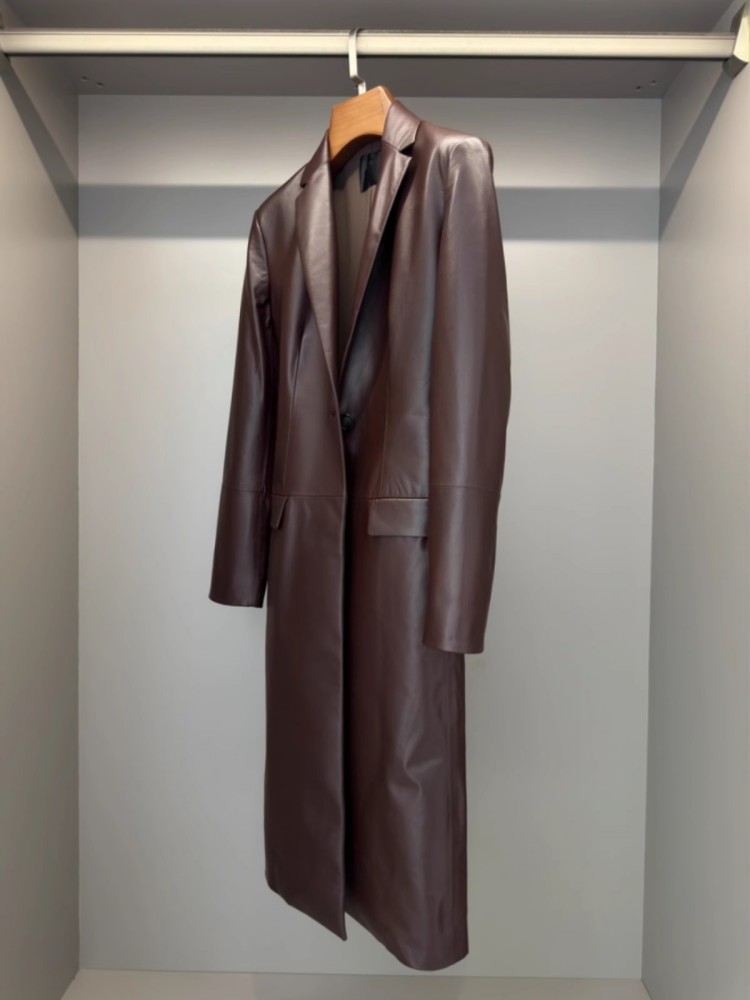 Italian Designer Women Long Sh - Leather Work Jacket Women'S 评论和价格