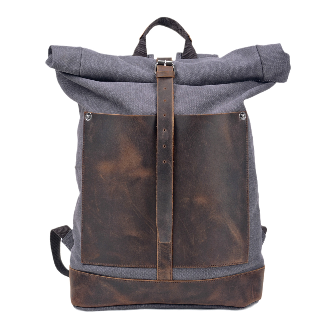 Men’s Waxed‑Canvas Roll‑Top Ru - Leather Work Rucksack Mens 评论和价格