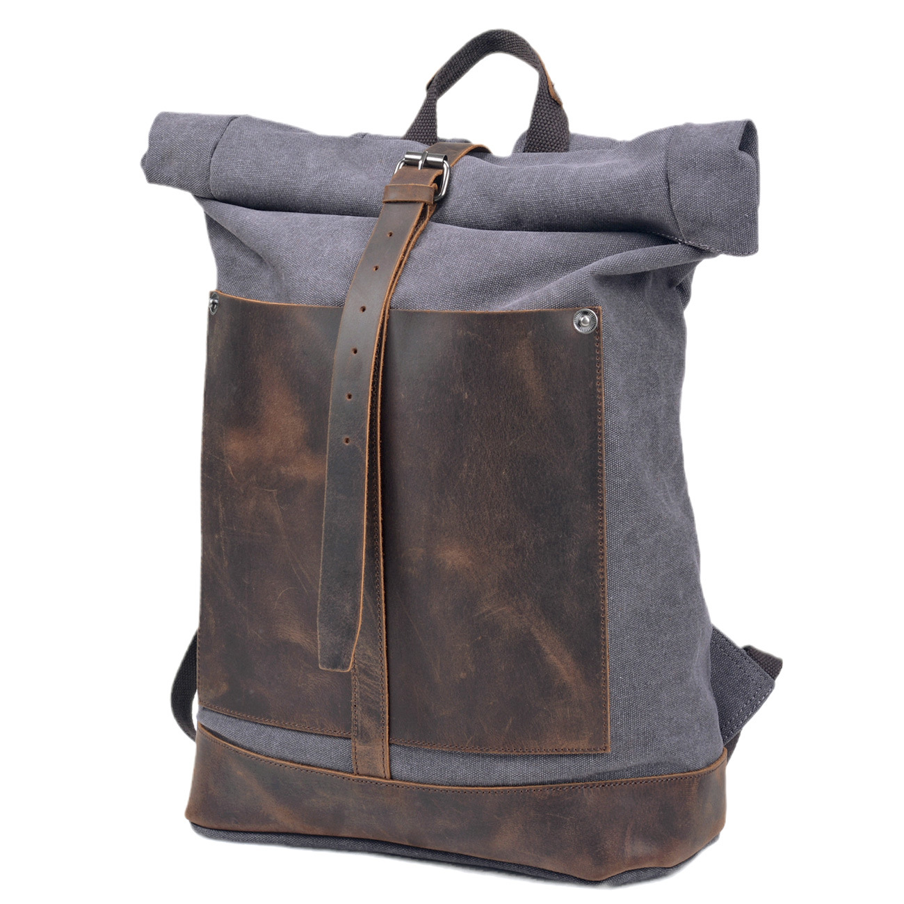 Men’s Waxed‑Canvas Roll‑Top Ru - Leather Work Rucksack Mens 评论和价格