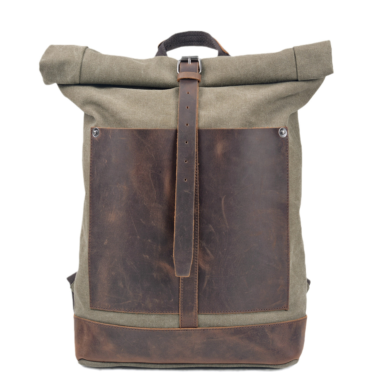 Men’s Waxed‑Canvas Roll‑Top Ru - Leather Work Rucksack Mens 评论和价格