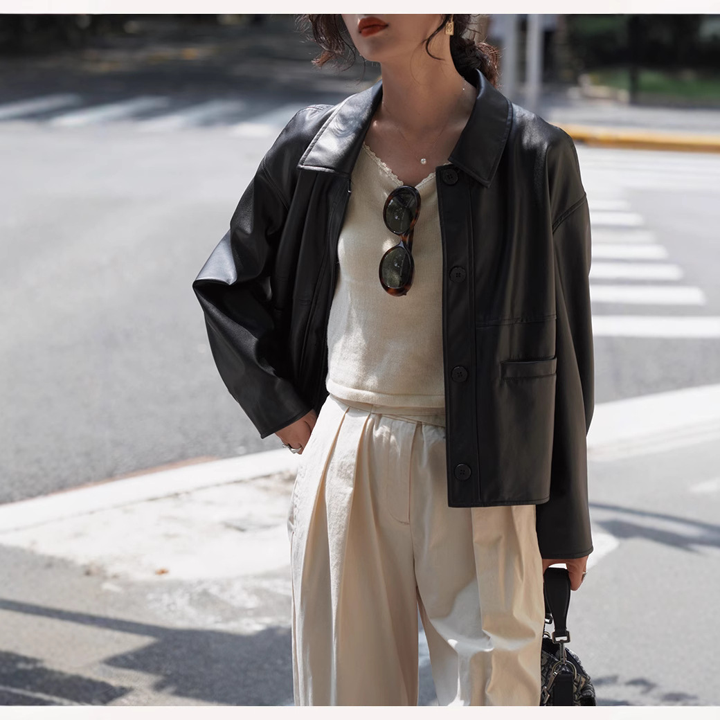 Women Short Coats Faux Leather - Leather Work Jacket Women'S 评论和价格